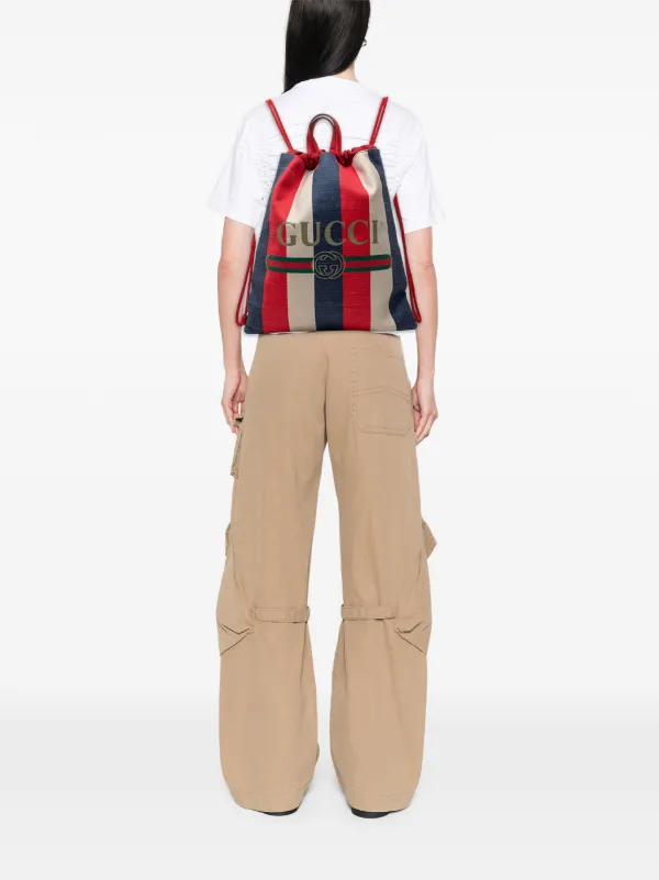 Pre-Loved Gucci Canvas Sylvie Baiadera Web Drawstring Backpack Gucci Canvas Sylvie Baiadera Web Drawstring Backpack red  main image 4