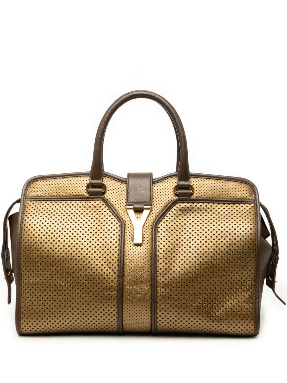 Saint Laurent Pre-Owned 2000-2012 Medium Perforated Metallic Leather Cabas Chyc tote bag - Oro