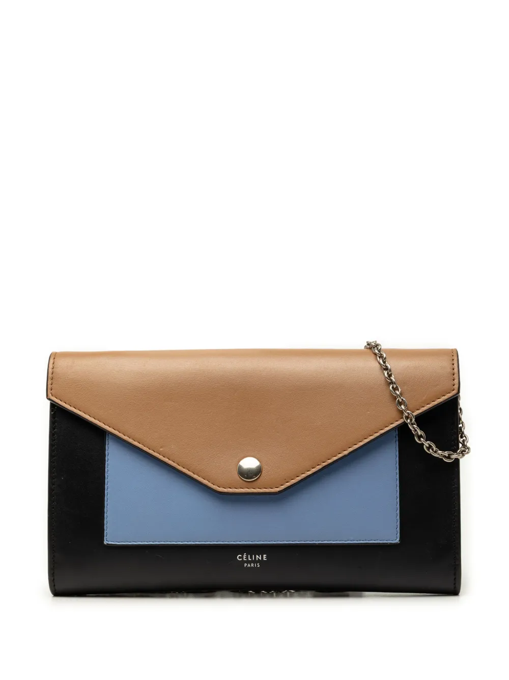 Celine Pre-Owned 2016 Tricolor Leather Pocket Envelope Wallet On Chain crossbody bag - Schwarz