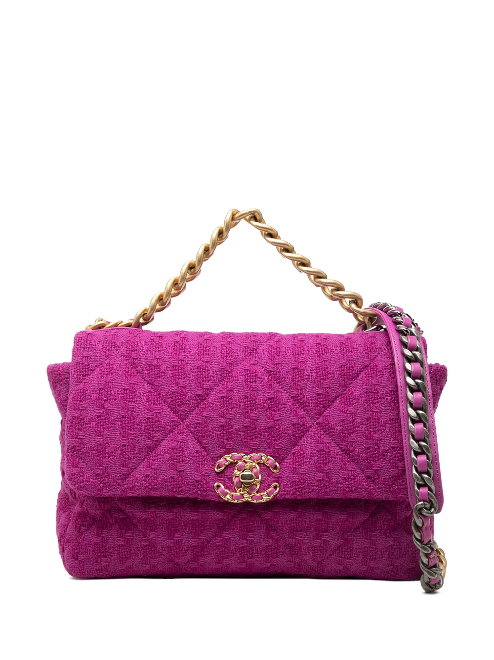 CHANEL Pre-Owned 2019 Large Tweed 19 Flap satchel - Viola
