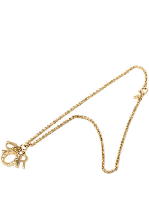 Christian Dior Pre-Owned 20th Century Gold Plated Strass Logo Pendant Necklace costume necklace