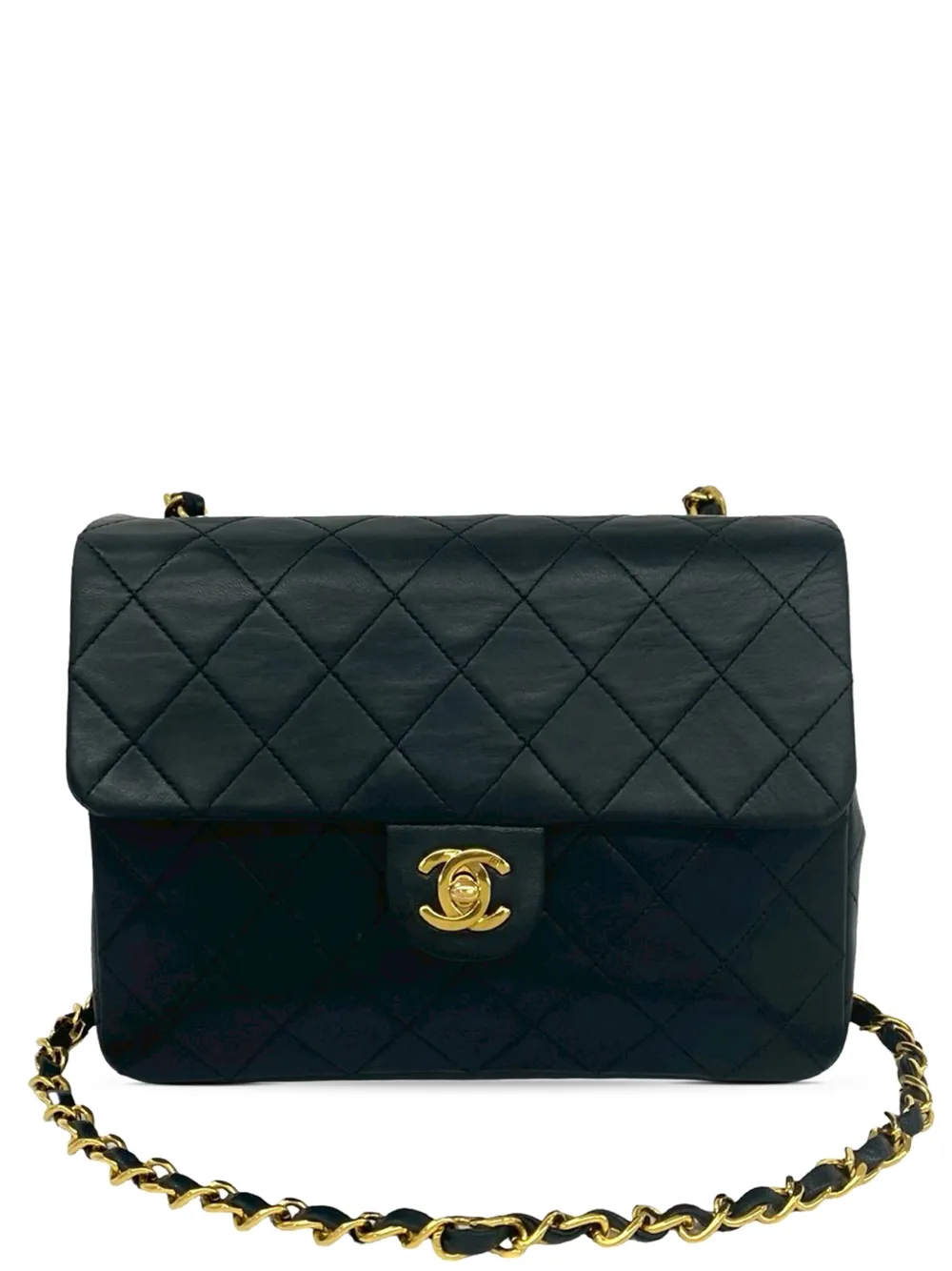 CHANEL Pre-Owned 1989-1991 Mini Rectangular Classic Lambskin Single Flap crossbody bag - Nero
