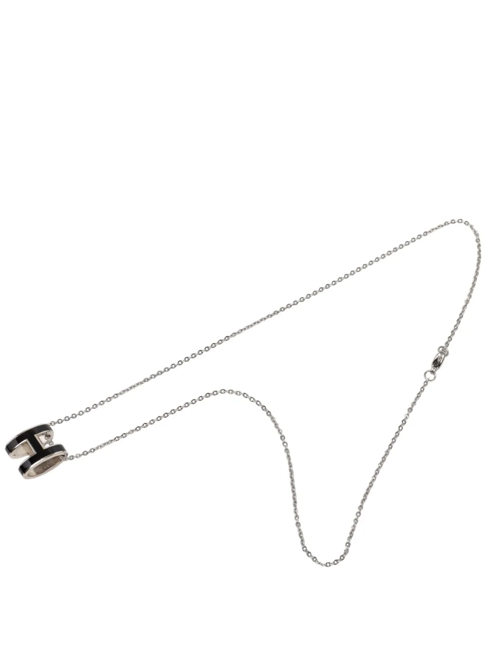 Hermès Pre-Owned 2010-2026 Palladium Plated Enamel Pop H Pendant Necklace costume necklace - Schwarz