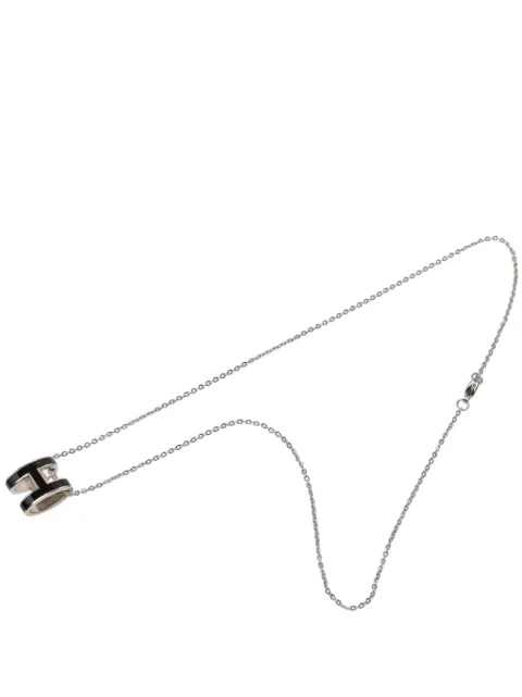 Hermès Pre-Owned 2010-2026 Palladium Plated Enamel Pop H Pendant Necklace costume necklace