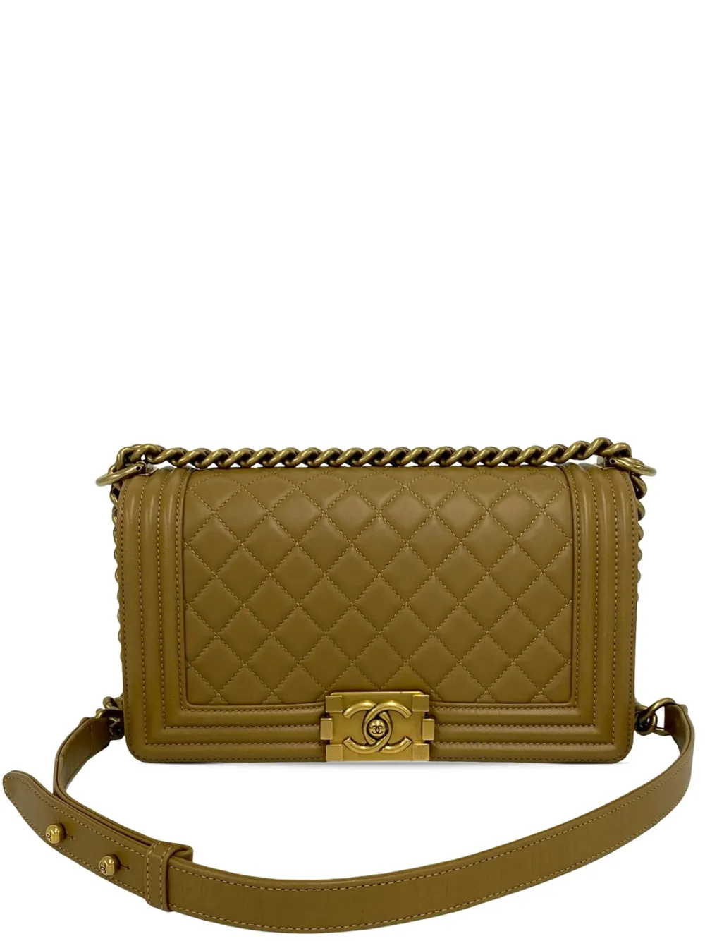 CHANEL Pre-Owned 2014 Old Medium Quilted Lambskin Boy Flap crossbody bag - Marrone
