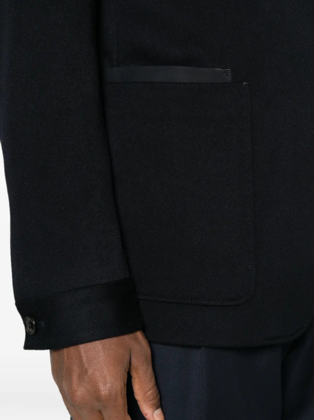 Zegna Jack met opgestikte zak en mandarijnkraag Zwart