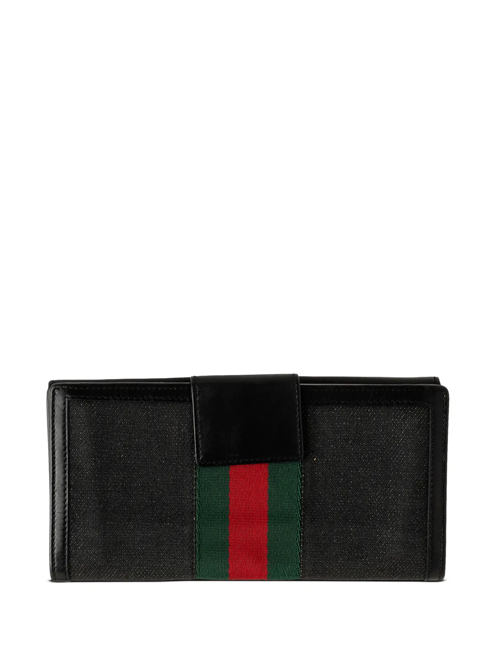 Gucci Pre-Owned 2000-2015 Canvas and Leather Web Continental Wallet long wallets - Schwarz