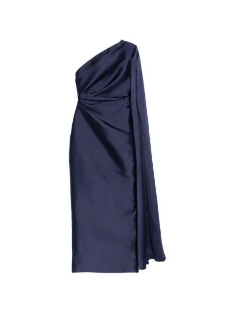 Solace London vestido largo Veya de una sola manga con detalle de capa