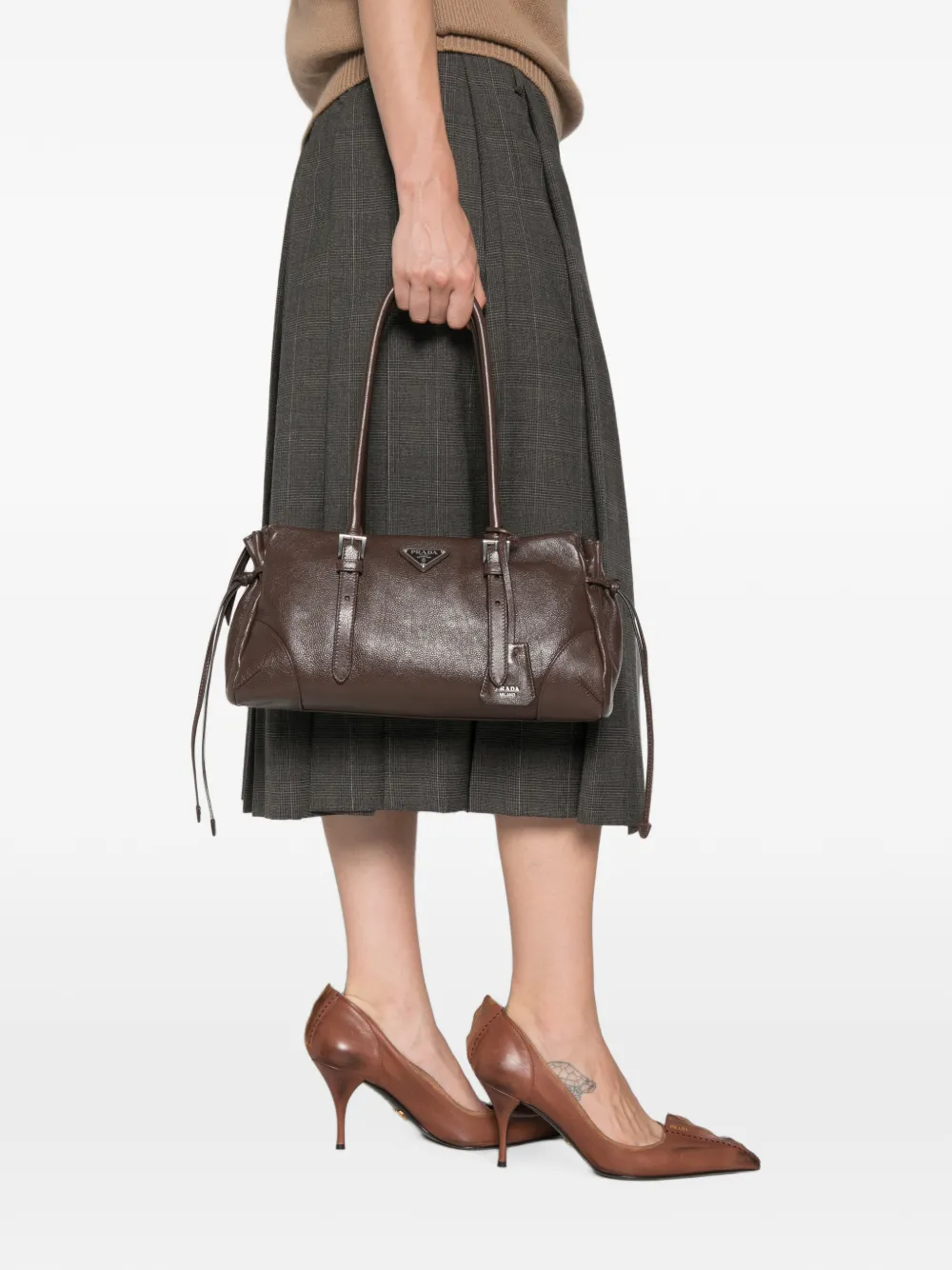 Prada Medium Karin antieke leren shopper Bruin