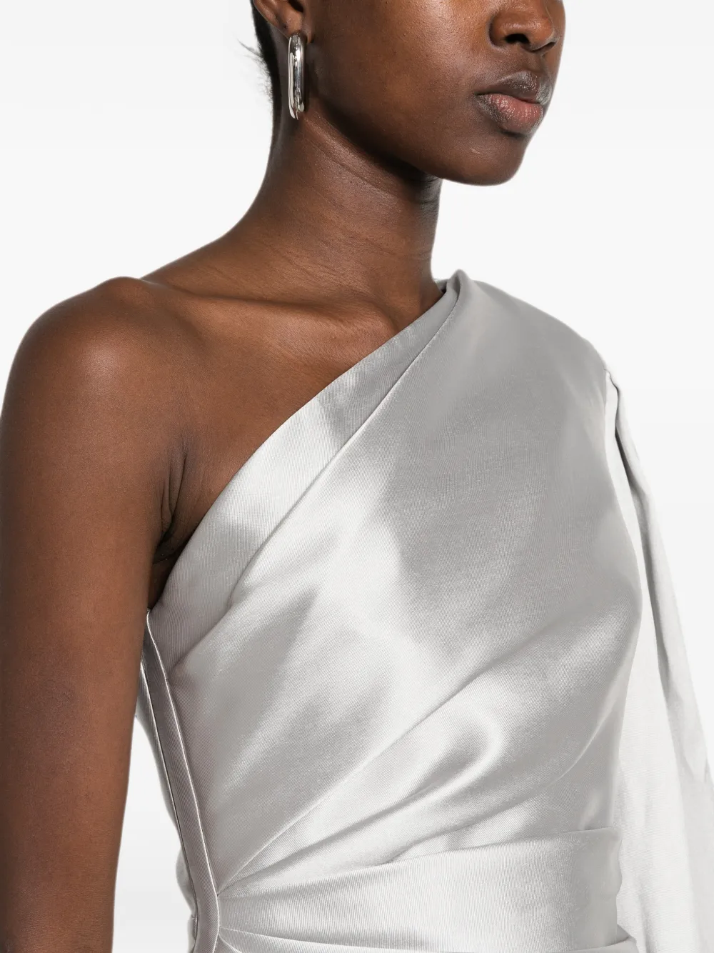 Solace London Asymmetrische maxi-jurk met capedetail Zilver
