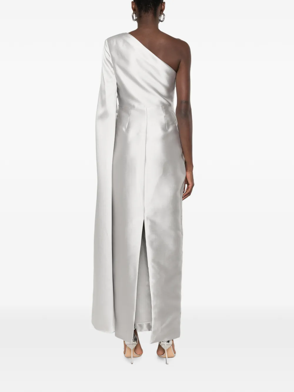 Solace London Asymmetrische maxi-jurk met capedetail Zilver