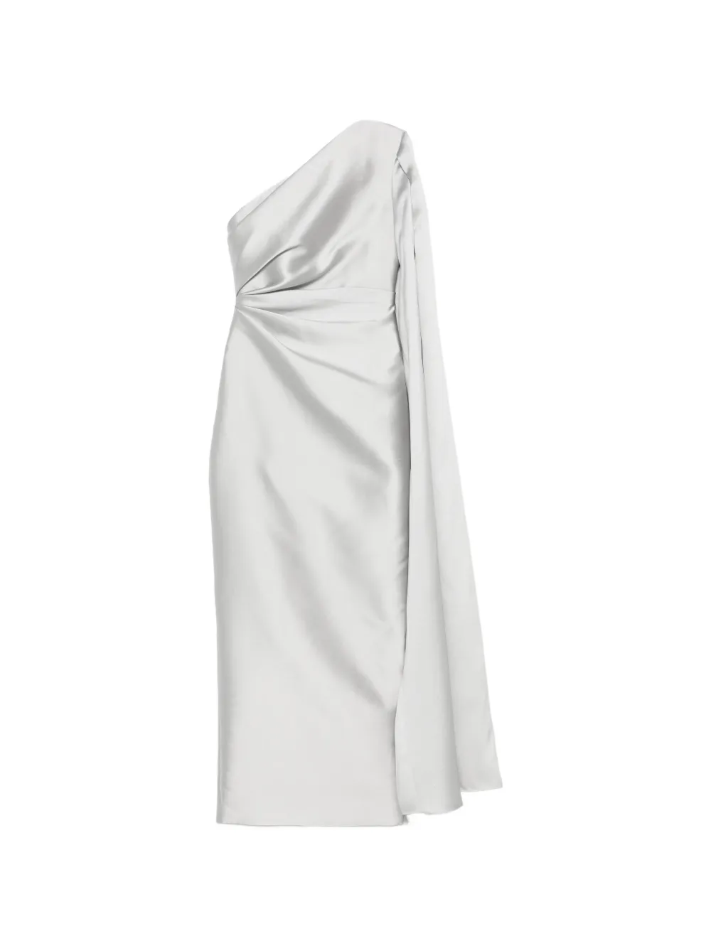 Solace London one-shoulder cape-detail maxi dress - Argento