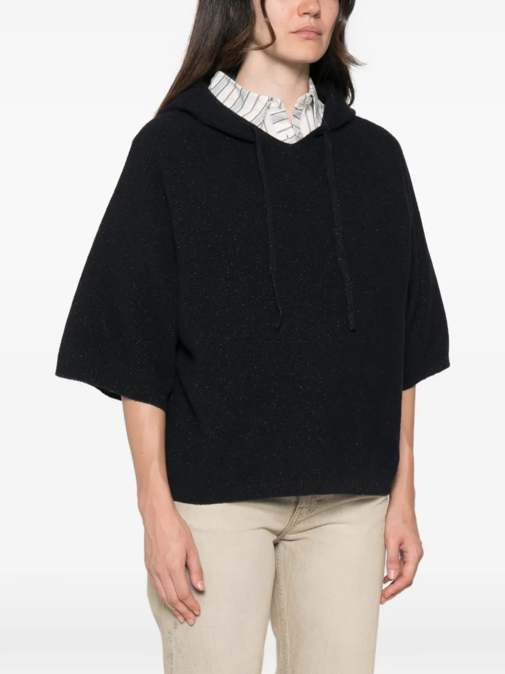 Fabiana Filippi Hoodie met korte mouwen Zwart