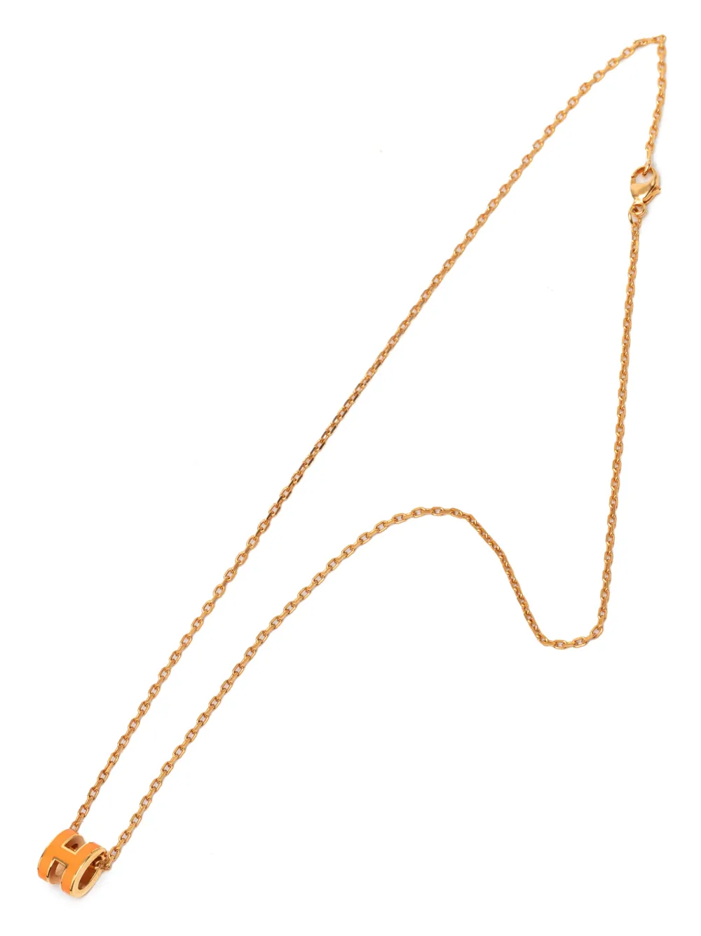 Hermès Pre-Owned 2010 Gold Plated Enamel Mini Pop H Pendant Necklace costume necklace - Arancione