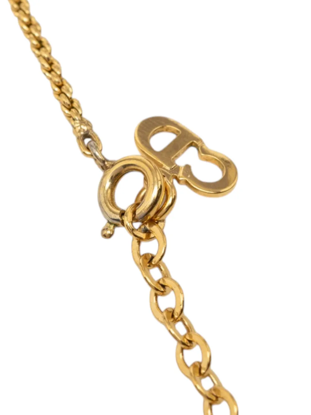 Dior Pre-owned 20th Century Gold Plated CD Logo Pendant Necklace Costume Necklace, view 5