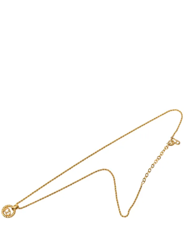 Dior Pre-owned 20th Century Gold Plated CD Logo Pendant Necklace Costume Necklace