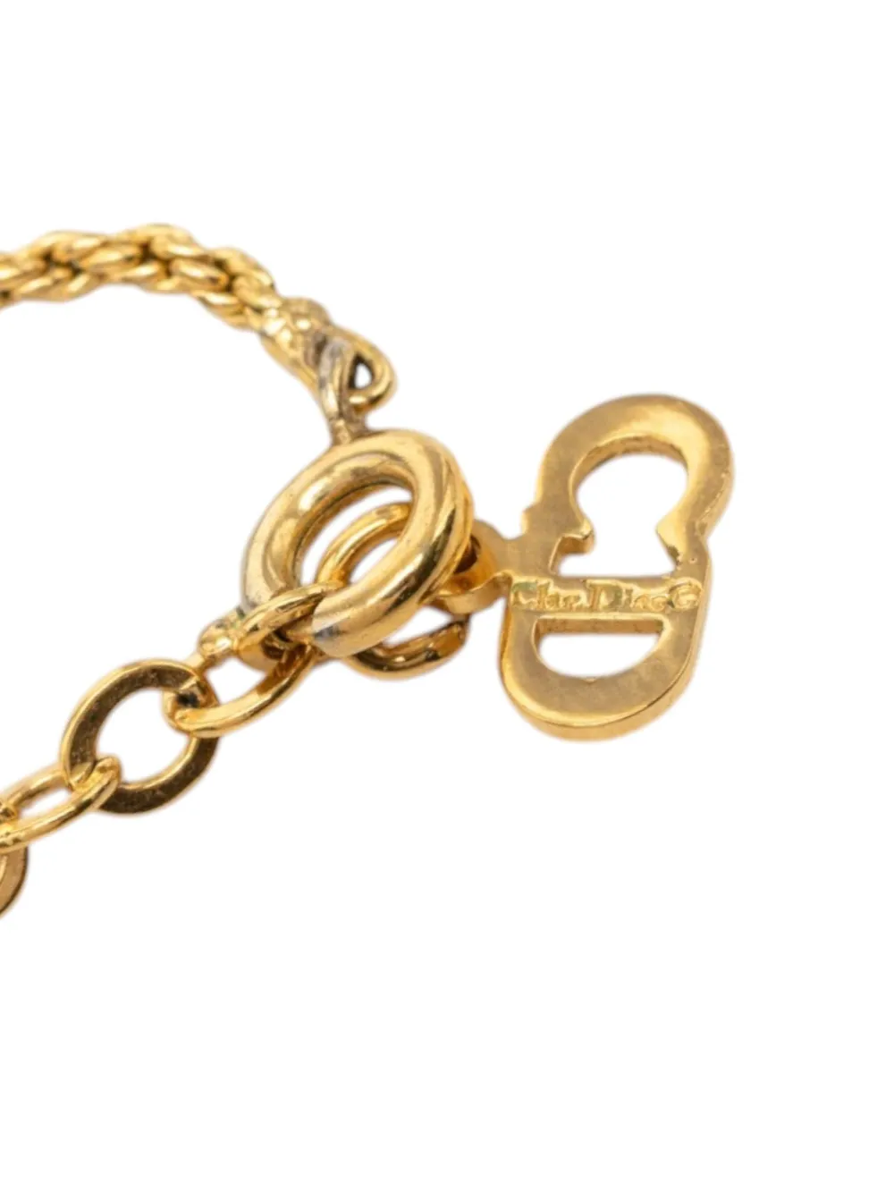 Dior Pre-owned 20th Century Gold Plated CD Logo Pendant Necklace Costume Necklace, view 4
