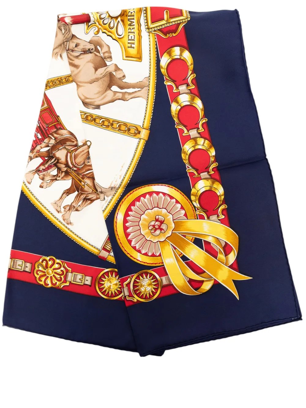 Hermès Pre-Owned 1986-1999 Chevaux de Trait Silk Scarf 90 scarves - Blau