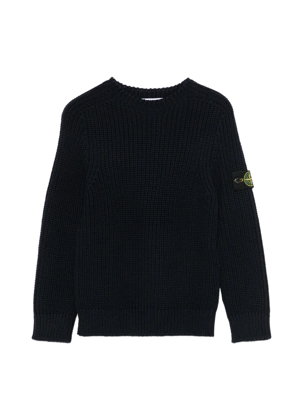 Stone Island Junior logo-patch ribbed-knit sweater - Blu