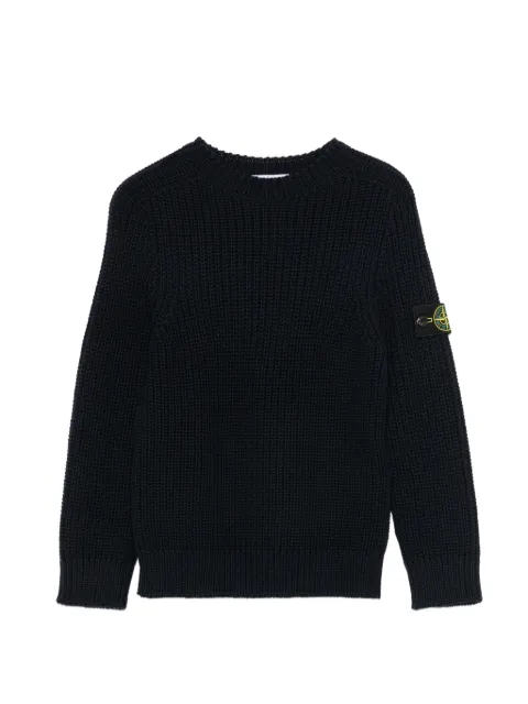 Stone Island Junior logo-patch ribbed-knit sweater