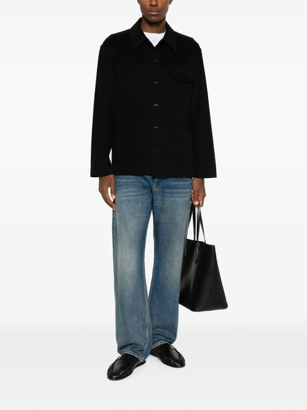Saint Laurent Overhemd met borstzak en logoplakkaat Zwart