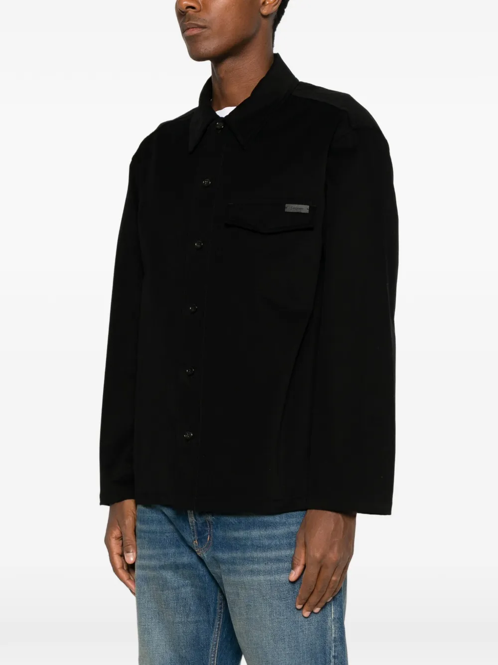Saint Laurent Overhemd met borstzak en logoplakkaat Zwart