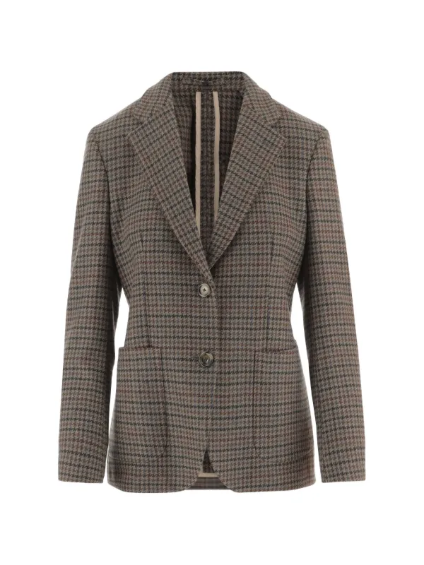 Lardini Check Cashmere Blazer in Brown