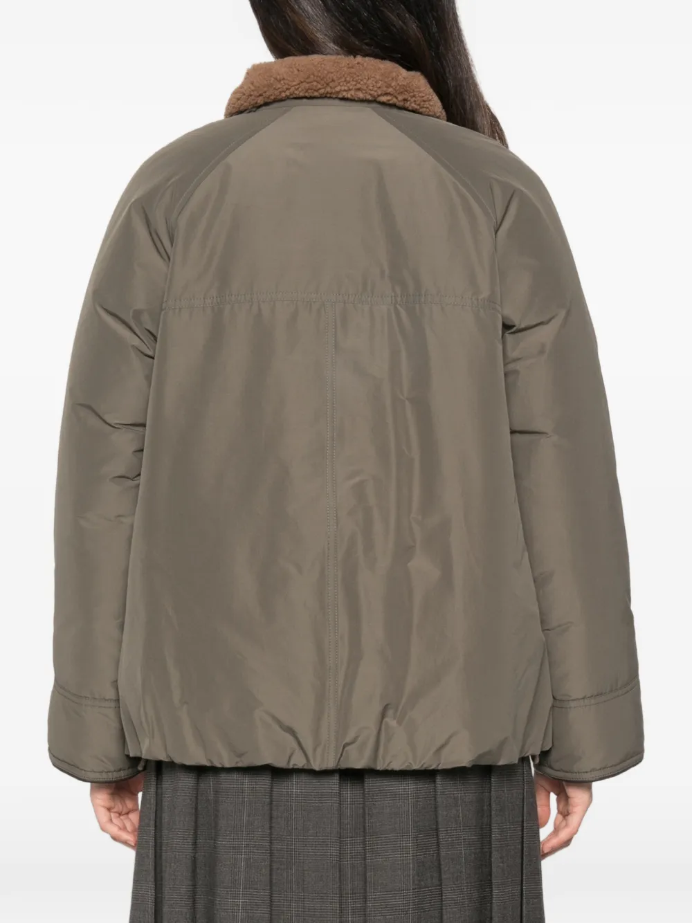 Brunello Cucinelli Jack met lammy kraag en drukknopen Groen