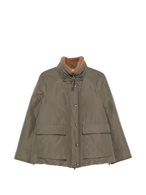 Brunello Cucinelli shearling-collar press-stud jacket