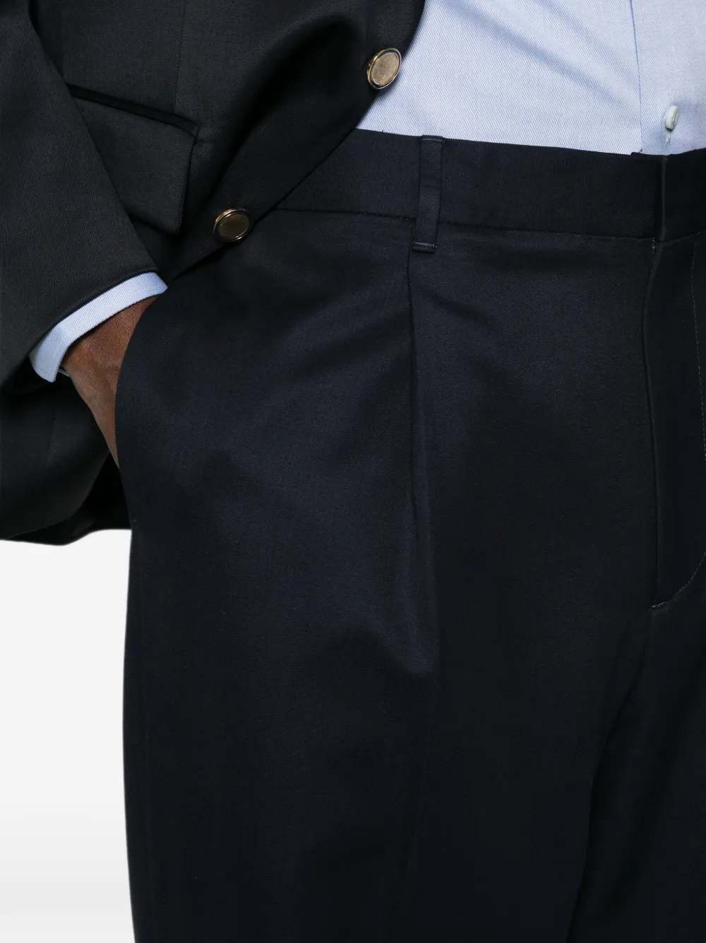 Lardini Plooibroek met wijde pijpen Blauw