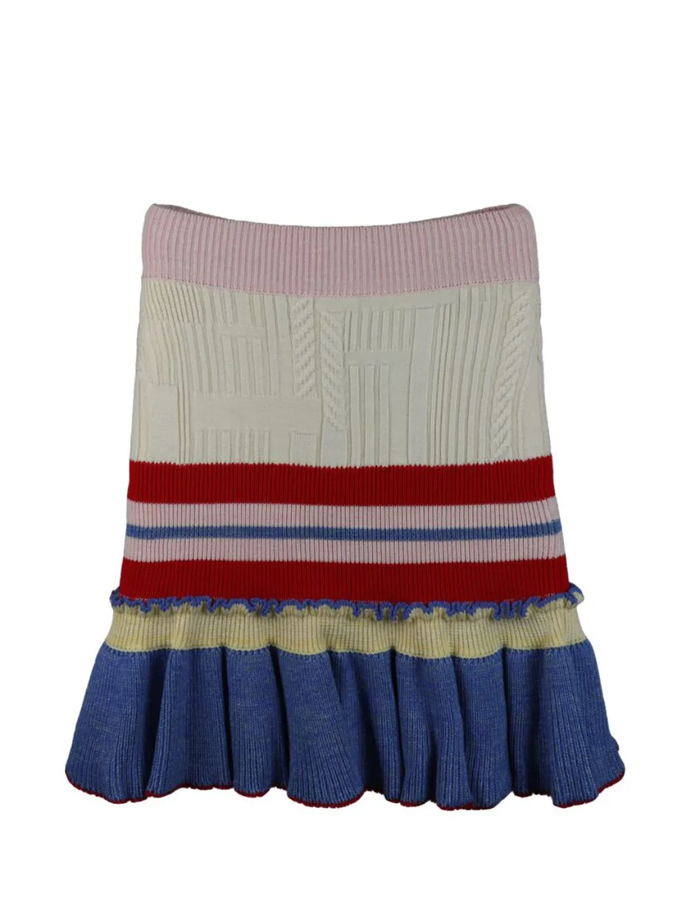 Alexander McQueen ruffle-trim cable-knit midi skirt - Nude