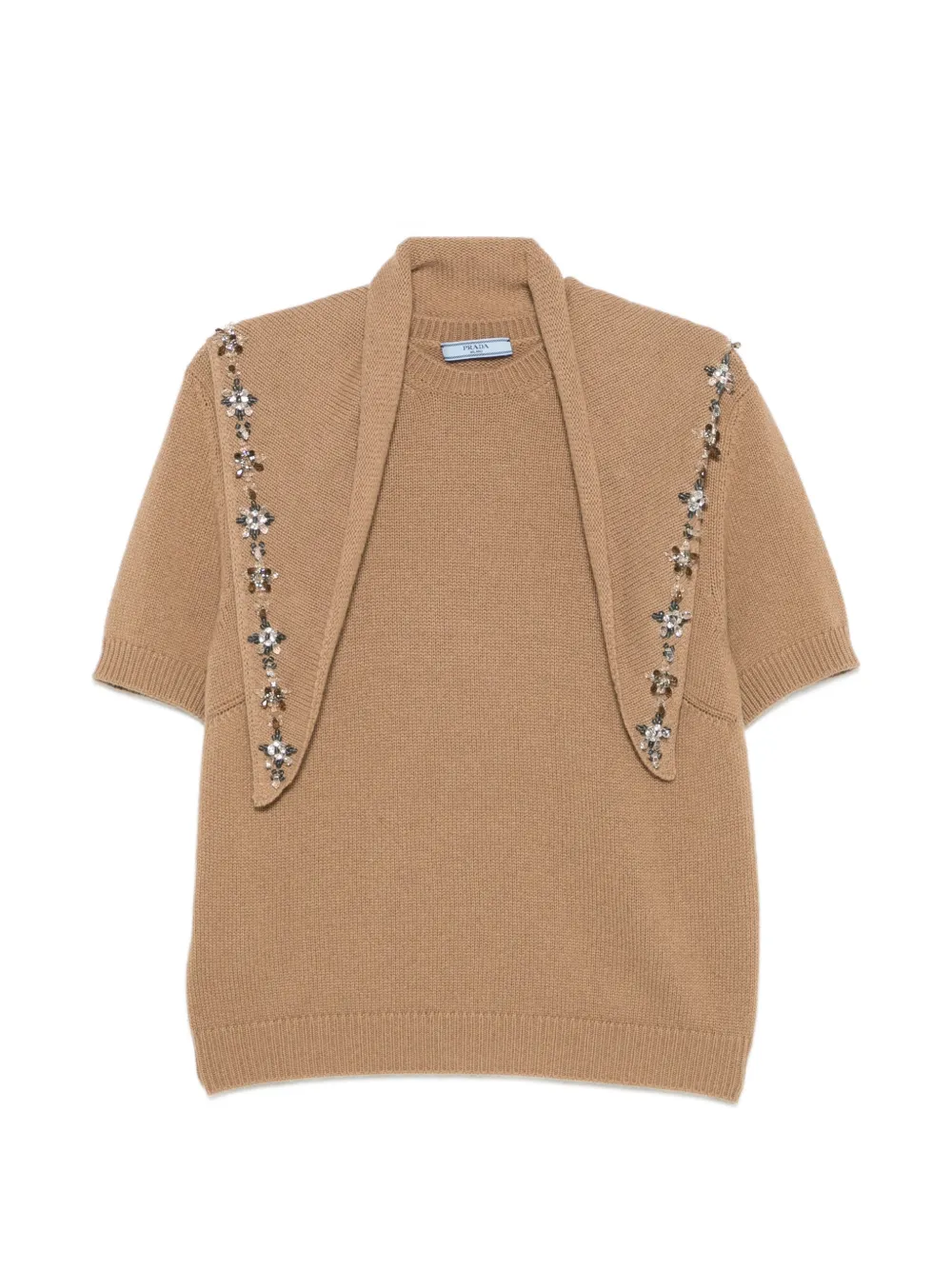 Prada crystal-embellished cashmere jumper - Nude