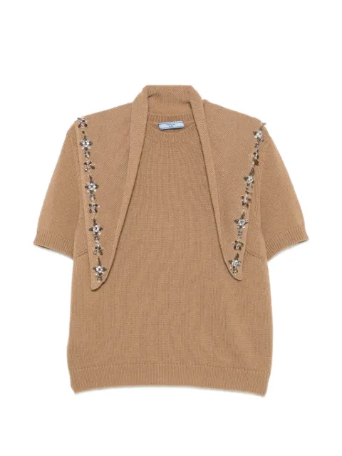 Prada crystal-embellished cashmere jumper