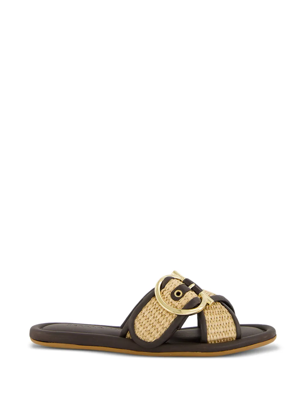 Ferragamo double strap Gancini ornament slide - Nude