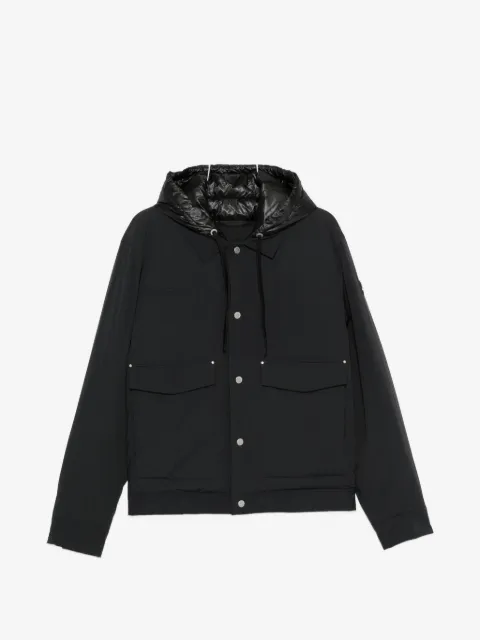 Moose Knuckles hooded logo-patch jacket