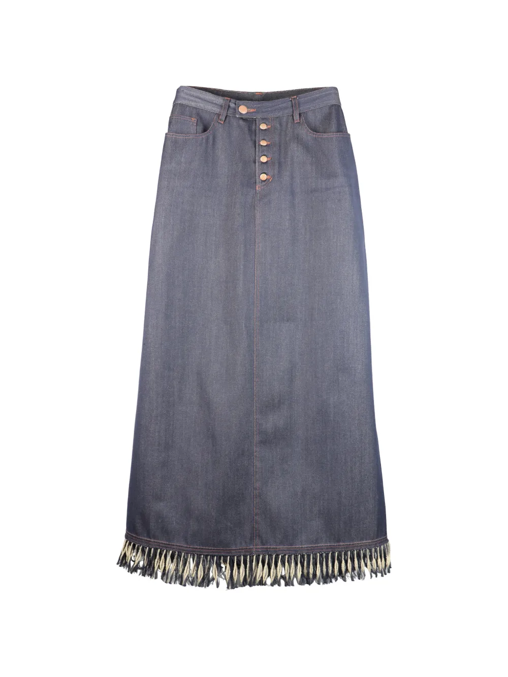 Jean Paul Gaultier Pre-Owned fringed button-up maxi skirt - Blau