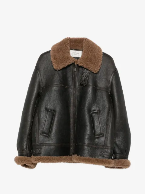 Saint Laurent shearling-trim leather jacket