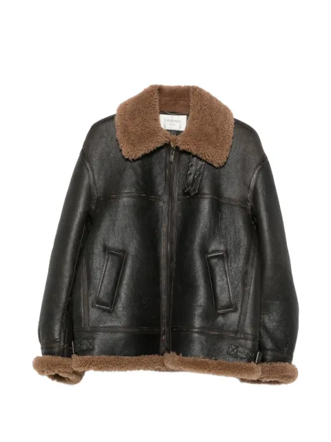 Saint Laurent shearling-trim leather jacket