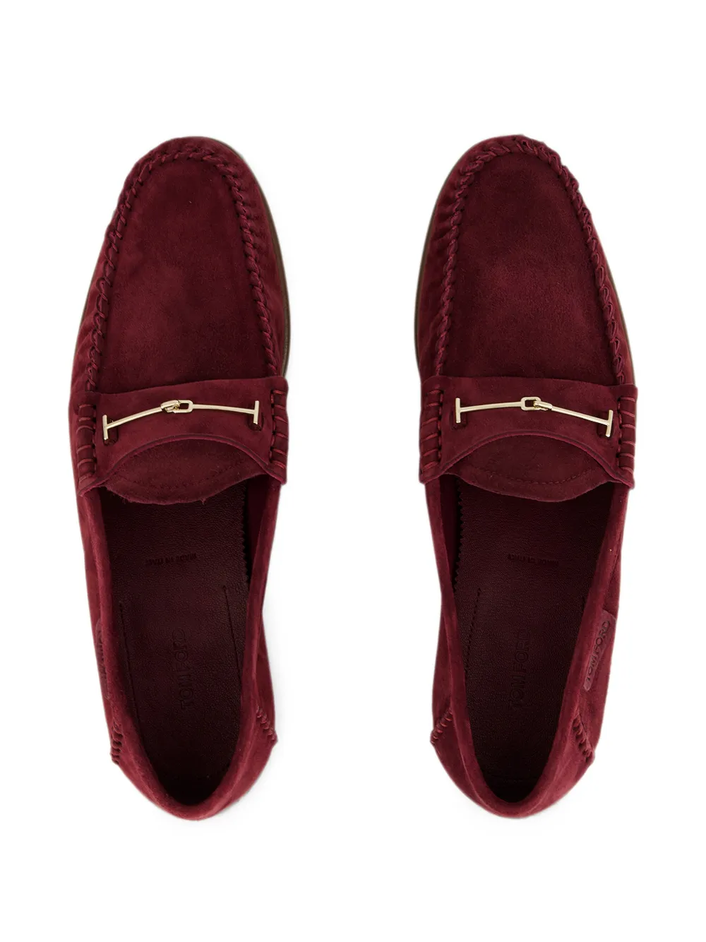 TOM FORD Suède loafers met T-bandje Rood