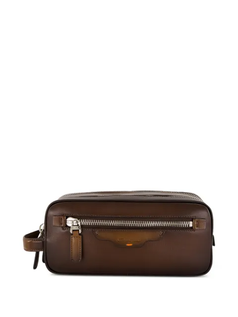 Santoni leather wash bag