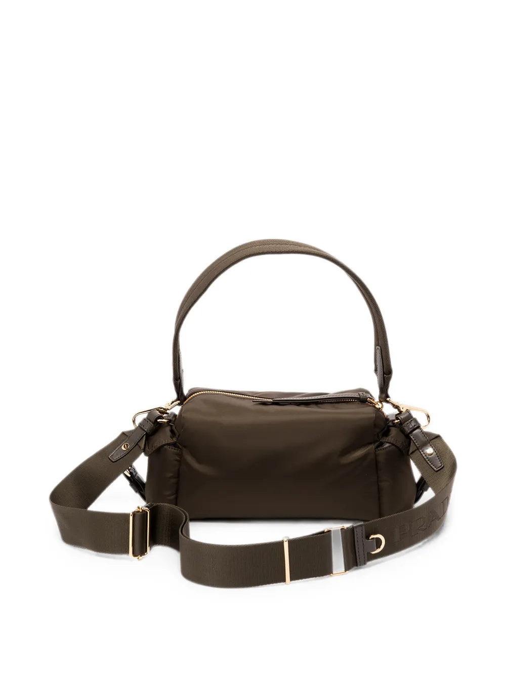 Prada Explore kleine Re-Nylon en leren schoudertas Bruin