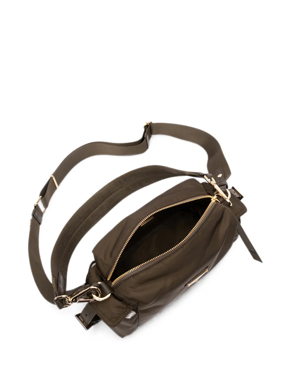 Prada Explore kleine Re-Nylon en leren schoudertas Bruin