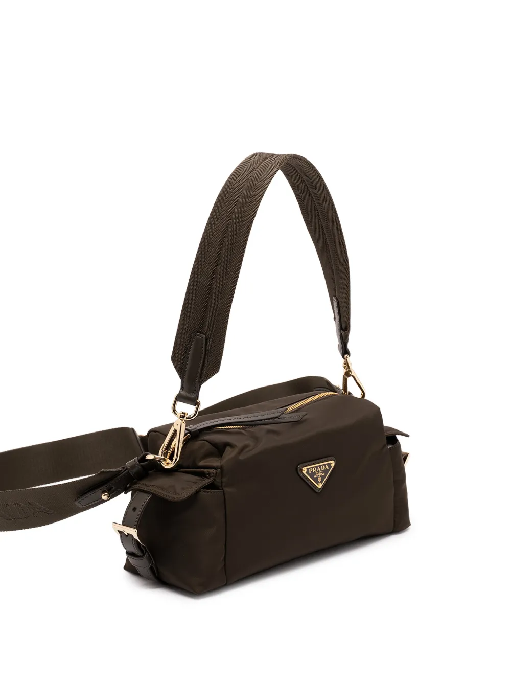 Prada Explore kleine Re-Nylon en leren schoudertas Bruin