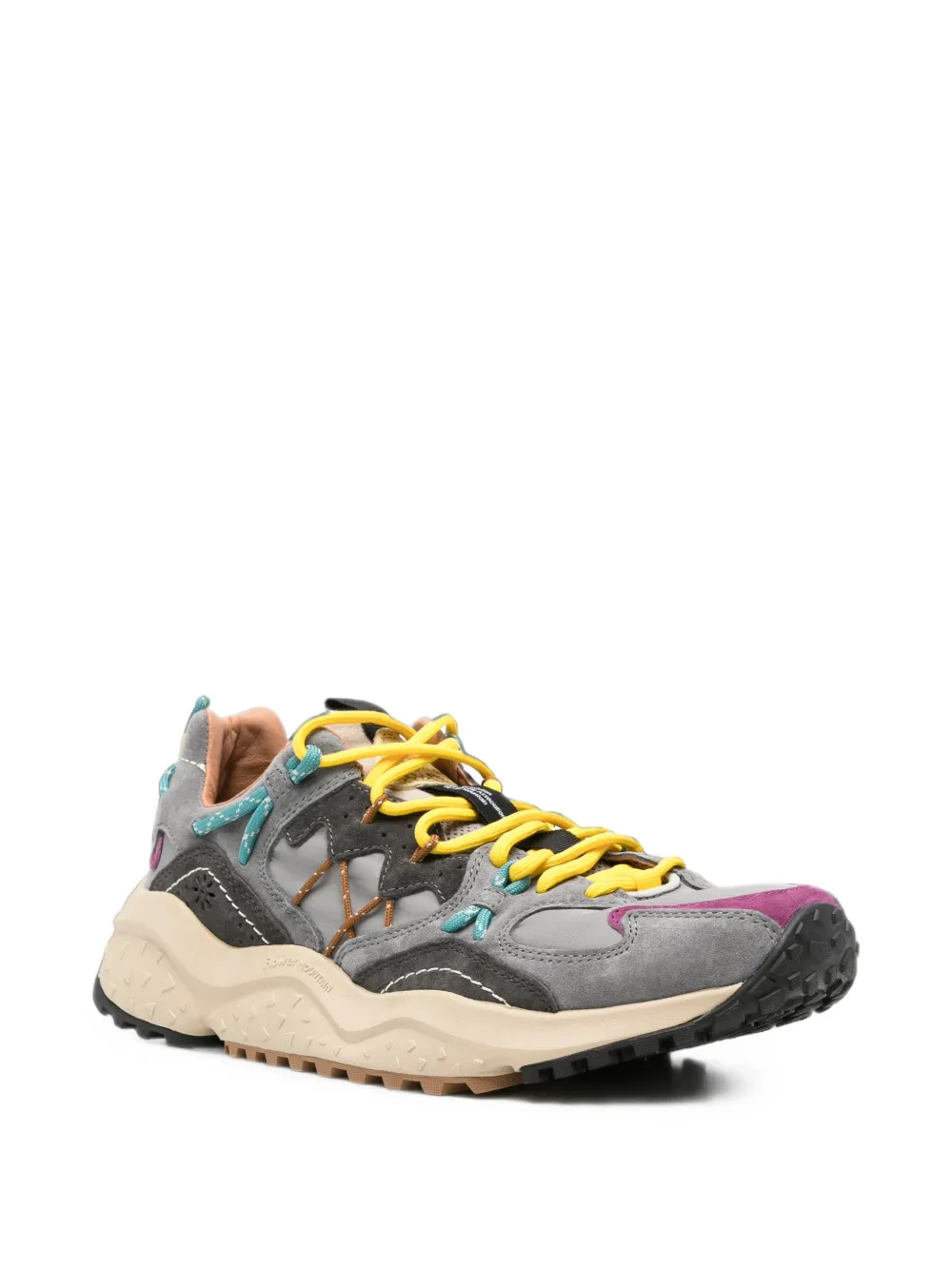 FLOWER MOUNTAIN Yamabushi panelled suede sneakers Grijs