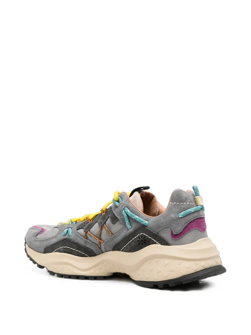 FLOWER MOUNTAIN Yamabushi panelled suede sneakers Grijs