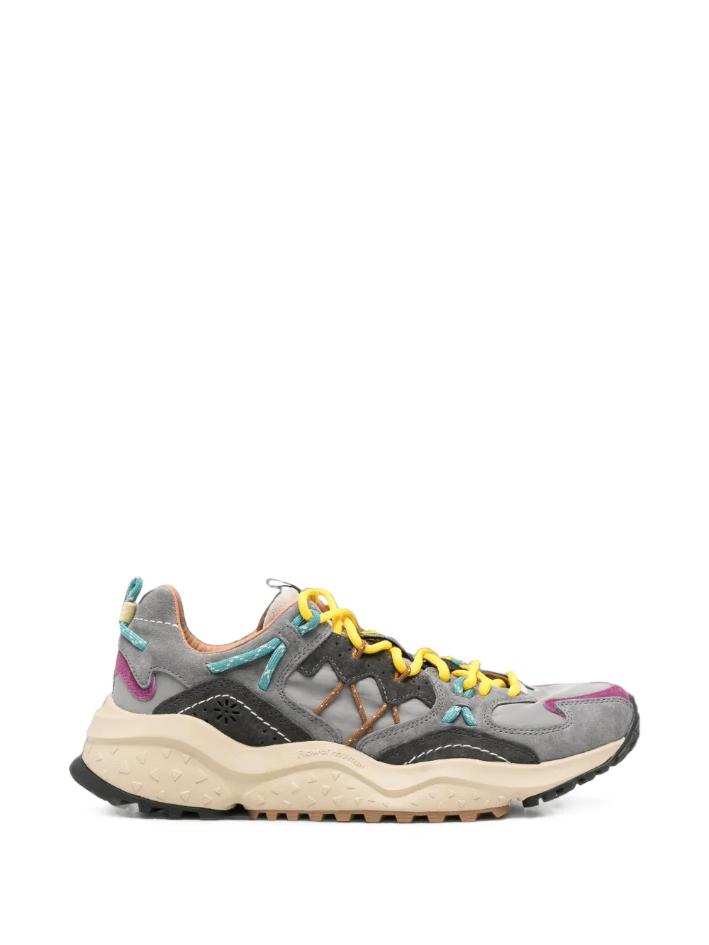 FLOWER MOUNTAIN Yamabushi panelled suede sneakers Grijs
