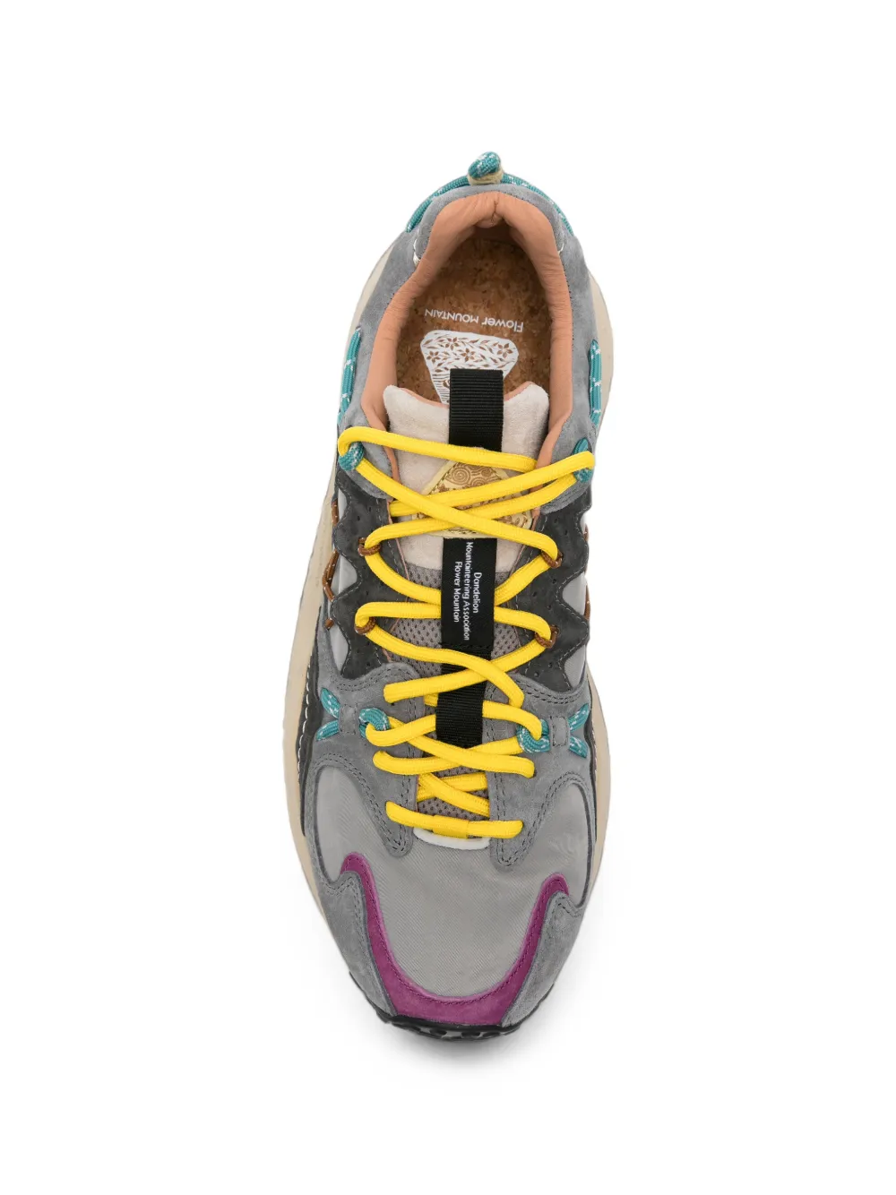 FLOWER MOUNTAIN Yamabushi panelled suede sneakers Grijs