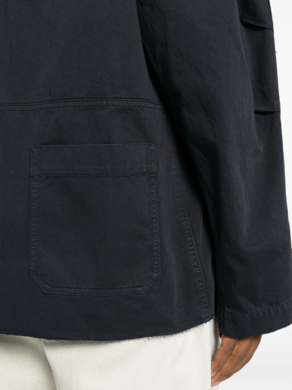 MM6 Maison Margiela Shirtjack met opgestikte zak en verborgen sluiting Blauw