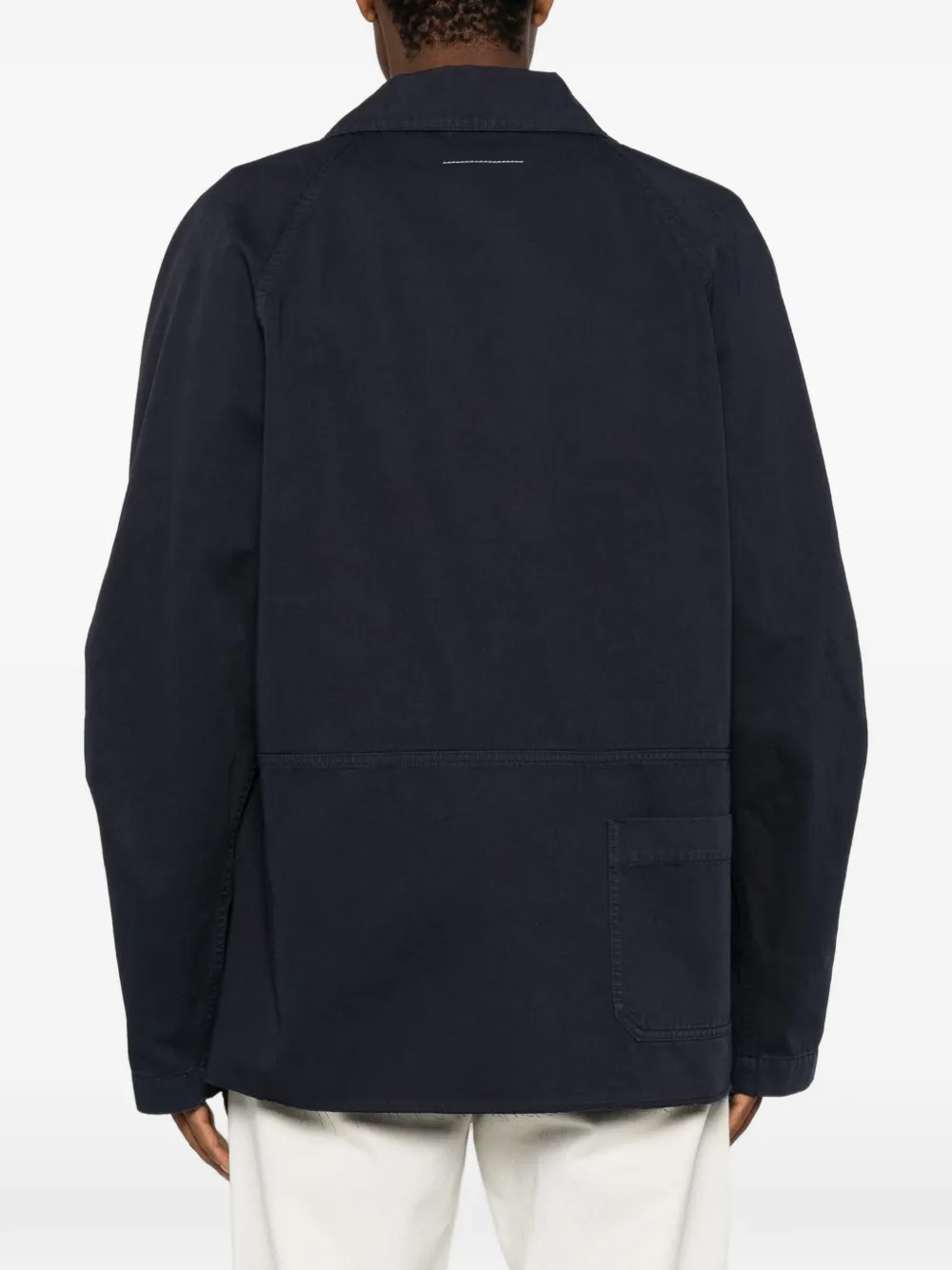 MM6 Maison Margiela Shirtjack met opgestikte zak en verborgen sluiting Blauw
