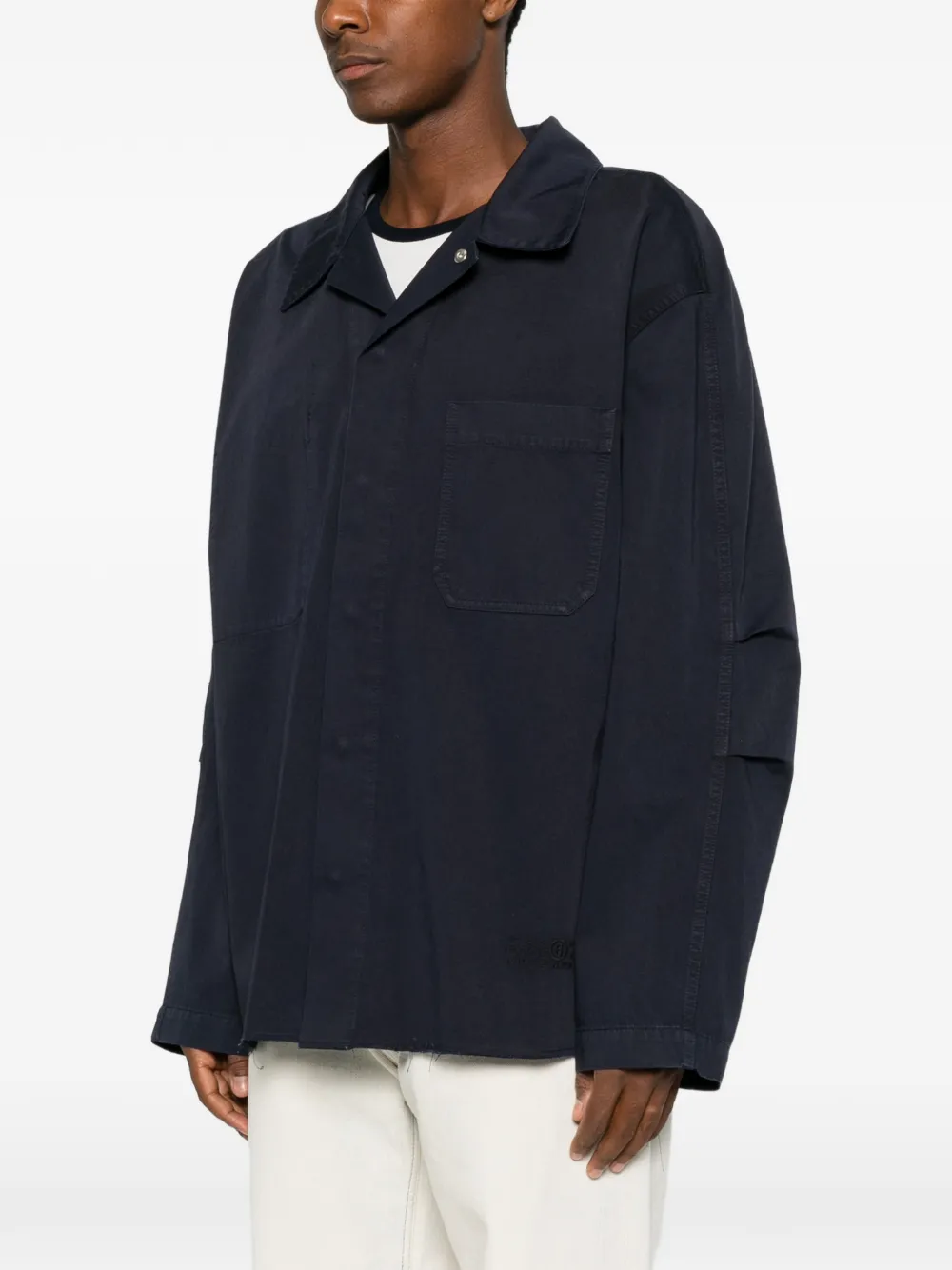 MM6 Maison Margiela Shirtjack met opgestikte zak en verborgen sluiting Blauw